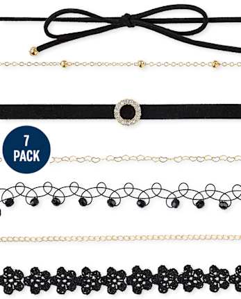 Girls Lace Choker Necklace 7-Pack
