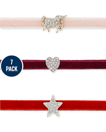 Girls Velvet Choker Necklace 7-Pack