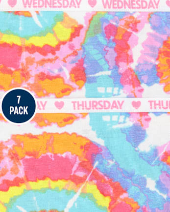 Girls Tie Dye Hipster Underwear 7-Pack