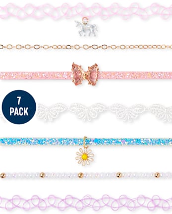 Girls Unicorn Choker Necklace 7-Pack