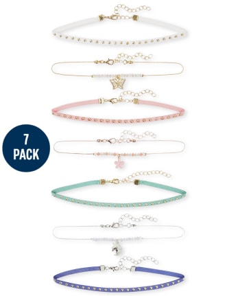 Girls Butterfly Choker Necklace 7-Pack