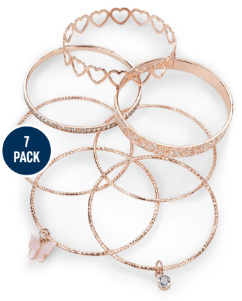 Paquete de 7 brazaletes de corazón para niñas