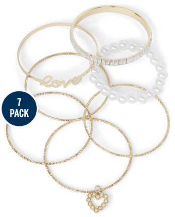 Girls Love Bangle Bracelet 7-Pack