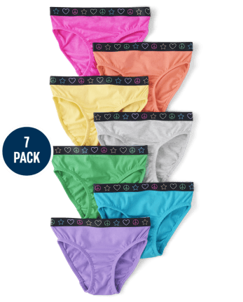 Ex Store Girls' 7-Pack Cotton Underwear - Briefs/Knickers, Ages 5-16, 95% Cotton / 5% Elastane, Assorted Colors