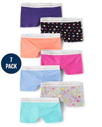 Girls Paint Splatter Girl Short Underwear 7-Pack
