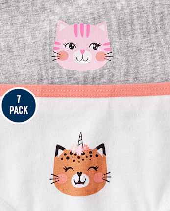 Lot de 7 sous-vêtements pour petites filles à motif de chat