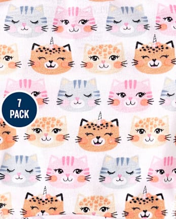 Lot de 7 sous-vêtements pour petites filles à motif de chat