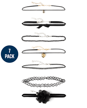 Girls Bow Choker Necklace 7-Pack