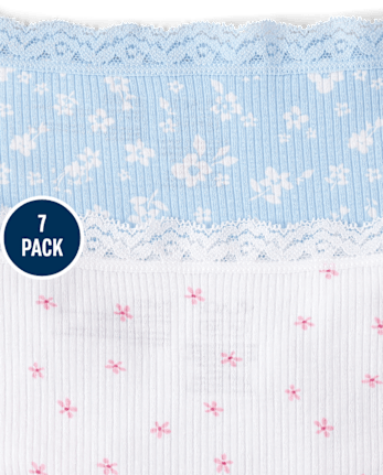 Girls Floral Ribbed Hipster Underwear 7-Pack