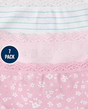 Girls Floral Ribbed Hipster Underwear 7-Pack