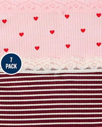 Girls Floral Ribbed Hipster Underwear 7-Pack