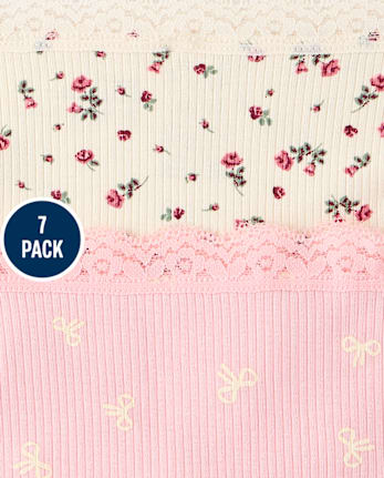 Girls Floral Ribbed Hipster Underwear 7-Pack