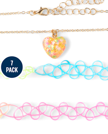 Girls Charm Choker Necklace 7-Pack