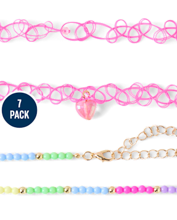 Girls Charm Choker Necklace 7-Pack