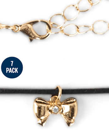 Girls Heart Choker Necklace 7-Pack - MULTI CLR