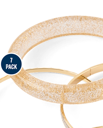 Girls Heart Bangle Bracelet 7-Pack