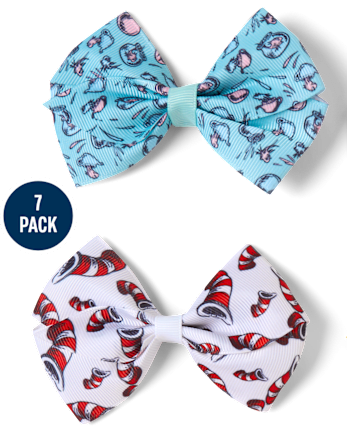 Girls Dr. Seuss Cat In The Hat™ Bow Hair Clip 7-Pack - MULTI CLR