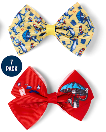 Girls Dr. Seuss Cat In The Hat™ Bow Hair Clip 7-Pack - MULTI CLR