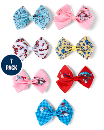 Girls Dr. Seuss Cat In The Hat™ Bow Hair Clip 7-Pack - MULTI CLR