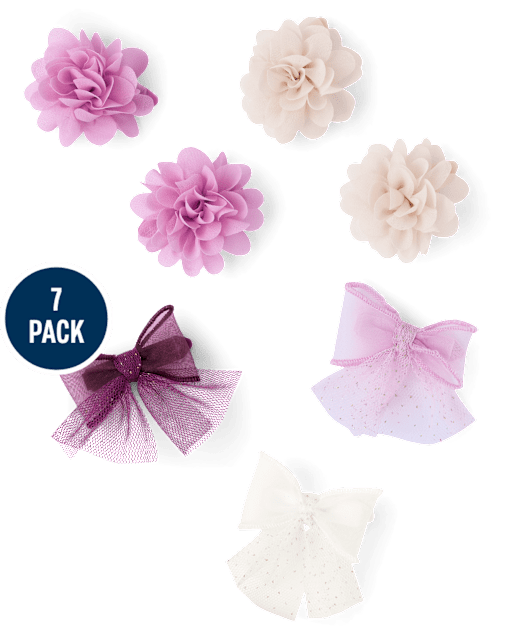 Girls Floral Bow Hair Clip 7-Pack - Magical Meadows