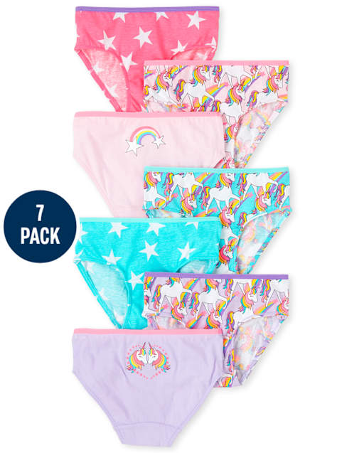 Toddler Girls Rainbow Unicorn Underwear 7-Pack