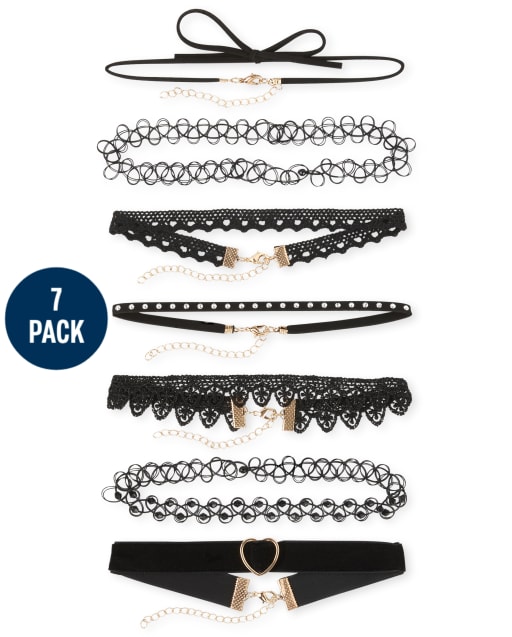 Girls Lace Choker Necklace 7-Pack