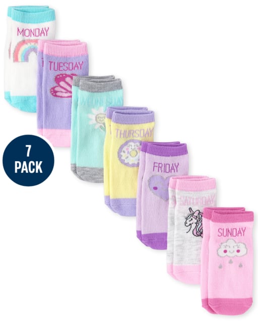Toddler Girls Days Of The Week Ankle Socks 7-Pack