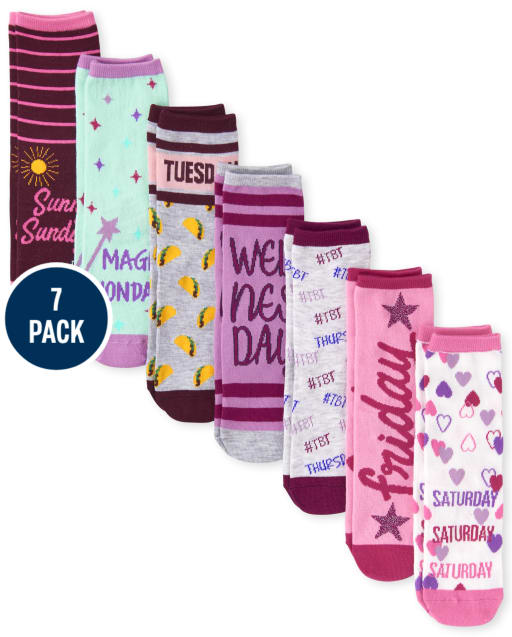 Girls Days Of The Week Crew Socks 7-Pack