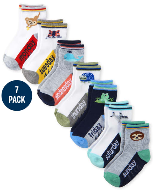 Lot de 7 chaussettes mi-longues Jours de la semaine pour tout-petit garçon