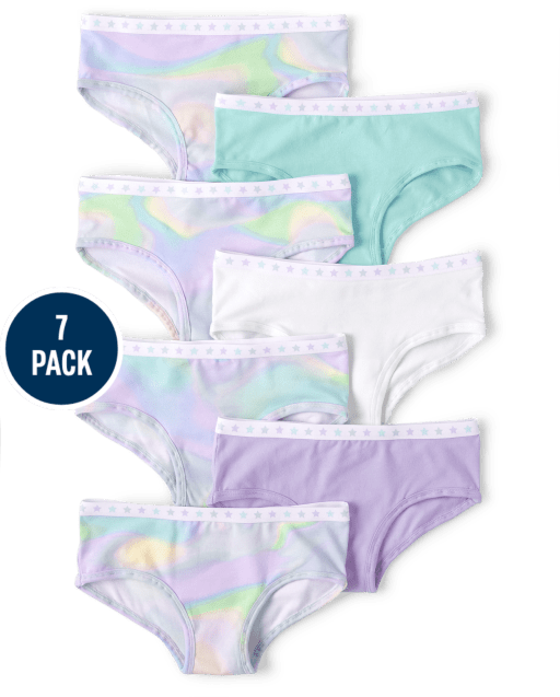 Ropa interior hipster con efecto tie-dye para niñas, paquete de 7