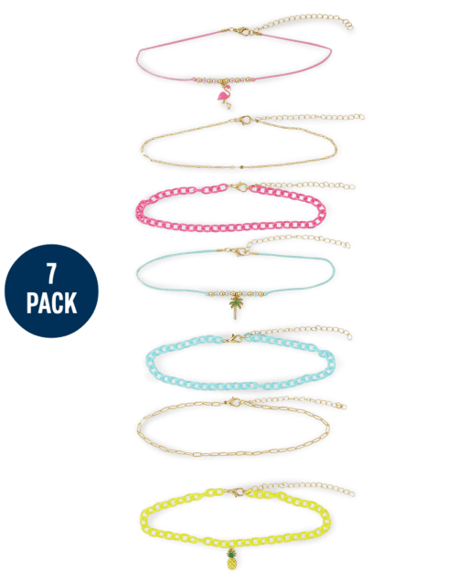 Girls Tropical Choker Necklace 7-Pack
