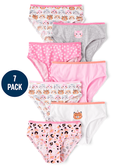 Lot de 7 sous-vêtements pour petites filles à motif de chat