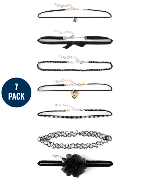 Girls Bow Choker Necklace 7-Pack