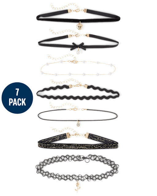 Girls Bow Choker Necklace 7-Pack