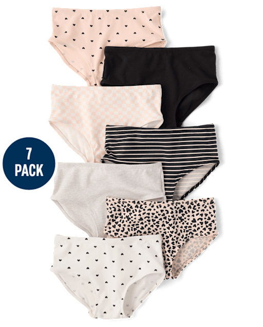 Girls Leopard Hipster Underwear 7-Pack
