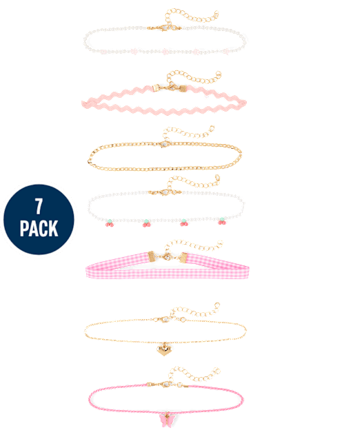 Girls Butterfly Choker Necklace 7-Pack