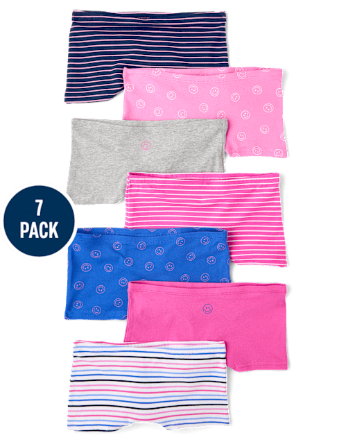 Girls Happy Face Girl Short Underwear 7-Pack
