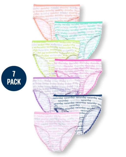 Pack de 7 calzoncillos con brillantina Días de la semana para niñas