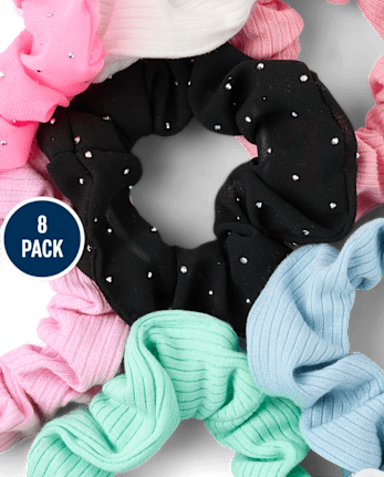 Girls Rhinestone Scrunchie 8-Pack