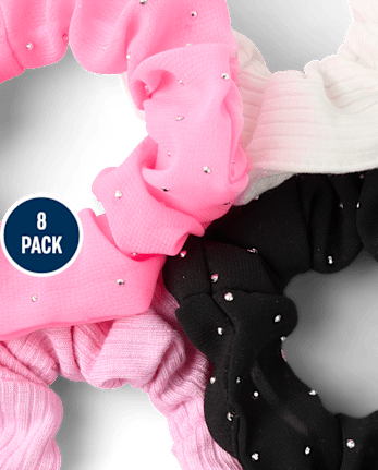 Girls Rhinestone Scrunchie 8-Pack