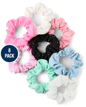Girls Rhinestone Scrunchie 8-Pack