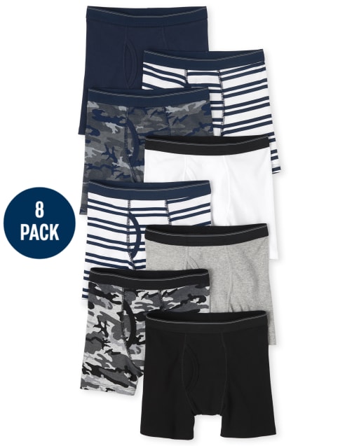 Boys Camo Boxer Brief Underwear 8-Pack