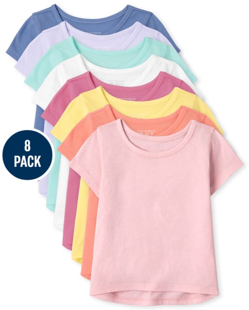 Paquete de 8 camisetas para niñas pequeñas