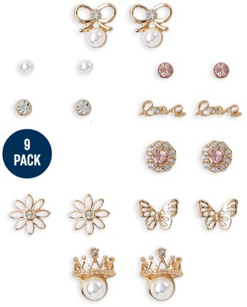 Girls Daisy Earrings 9-Pack