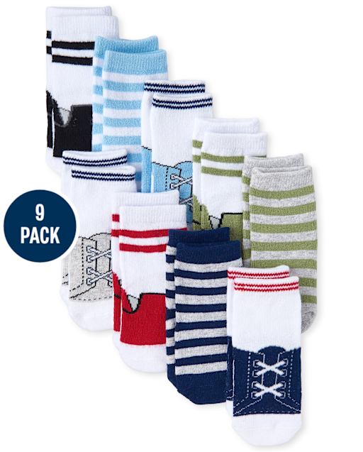 Lot de 9 chaussettes mi-longues pour bébé garçon
