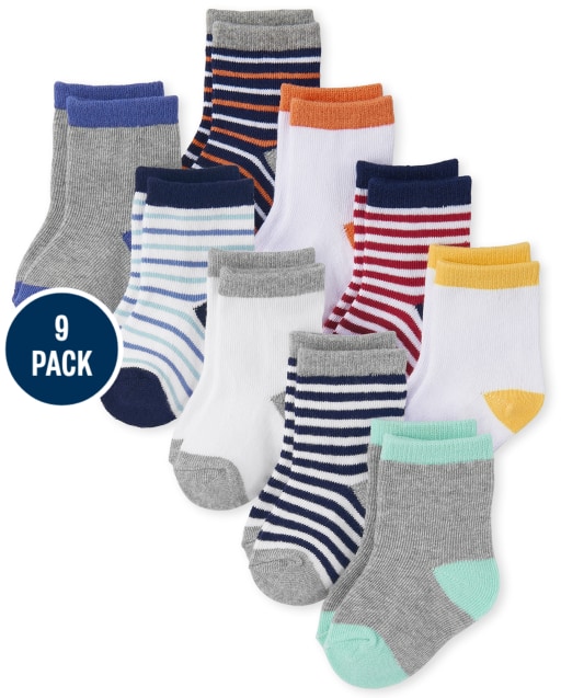 Baby Boys Striped Midi Socks 9-Pack