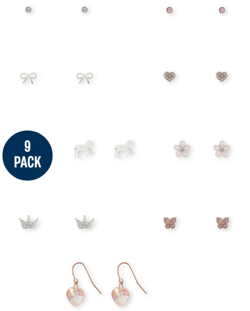 Girls Butterfly Earrings 9-Pack