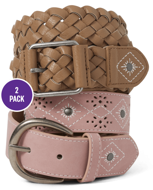 Tween Girls Embroidered Belt 2-Pack