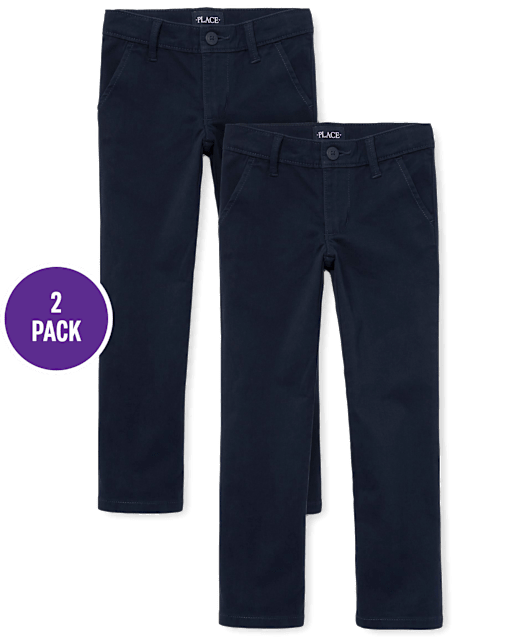Girls Uniform Skinny Chino Pants 2-Pack