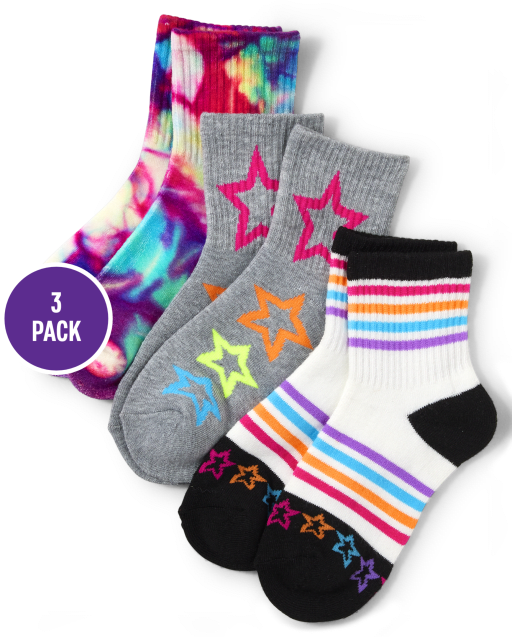 Girls Tie Dye Midi Socks 3-Pack